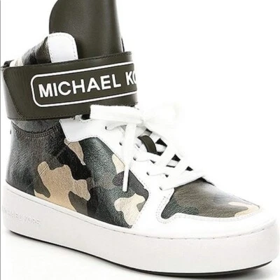 MICHAEL KORS Trent Camo High Top Sneakers Women's 6 NEW IN BOX - Image 1 of 4