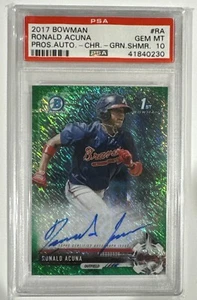 Ronald Acuna Jr 2017 Bowman Chrome 1st Green Shimmer Auto /99 RC PSA 10 Gem Mint - Picture 1 of 5