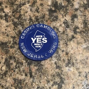 Vintage Casino Chip New Jersey Wins Vote Yes 1974 Casino Gambling Blue Chip!!!!! - Picture 1 of 2