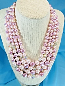Vintage 4 Strang Lavendar Perlenkette. Japan - Bild 1 von 13