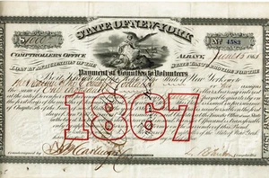 ZAHLUNG VON KOPFGELDERN AN FREIWILLIGE 1865 BÜRGERKRIEGSDOKUMENT SIGNIERT LUCIUS ROBINSON - Bild 1 von 2