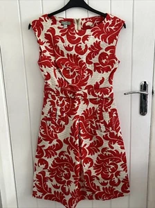 Vestido Hoss Intropia Talla 8 Hoja Roja/Filigrana Estilo Años 60 - Imagen 1 de 6