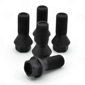 20x M14 x 1.25 27mm Wheel Bolts, OEM Style, Black Tapered Seat Nuts BMW 1 Series - Picture 1 of 4