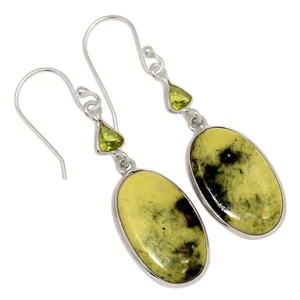 Pendientes de plata 925 de jaspe y peridoto guepardo genuino natural joyería ALLE-19570 - Imagen 1 de 1