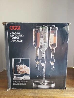 OGGI New 3 Bottle Revolving Liquor Dispenser Stainless Steel Fast Ship - Image 1 of 3