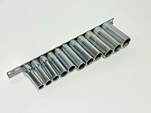 Juego de enchufes cromados profundos métricos Snap On Tools EE. UU. 11 piezas 3/8 unidades, 9-19 mm, 6 puntos - Imagen 1 de 9