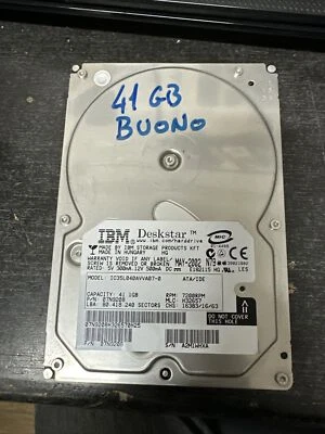 IBM Deskstar ic35l040aver07-0 41GB HDD 7,2K RPM 3,5"IDE/ATA 2MB 07N6654 - Immagine 1 di 3