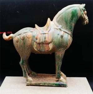 Estatua de cerámica china Tang Dinastía Sancai caballo de guerra zodiaco riqueza coleccionar 8,1" - Imagen 1 de 7