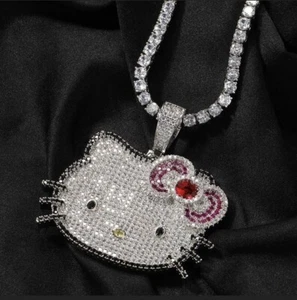 Hello Kitty  Tennis Chain , Silver Hello Kitty Necklace - Picture 1 of 4