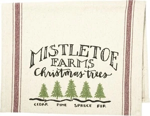 PBK Mistel Bauernhöfe Weihnachtsbäume rustikal Bauernhaus Geschirrtuch - Bild 1 von 1