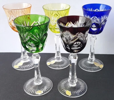 5 Glasses Liqueur Glass Flashed Glass Hand Cut Nachtmann Original-Etikett N284 - Image 1 of 4