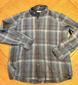 Calvin Klein Men's Long Sleeve Button Down Shirt Blue & Gray Plaid Size Large - Picture 1 of 8