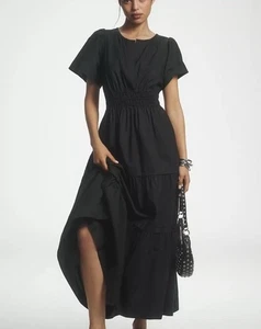 Maxi Vestido Anthropologie The Somerset Niveles Pequeño Pequeño Negro Pullover ¡NUEVO! - Imagen 1 de 9
