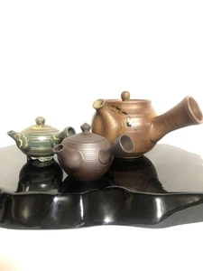 Teapot & 2 Mini Teapots Set Porcelain Handcrafted Collectible Used - Picture 1 of 16