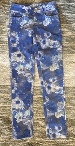 Justice Girls Skinny Jeans Size 8S Blue Gray Floral Low Rise Stretch Skinny - Picture 1 of 8