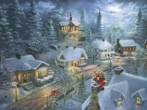300 Teile Weihnachten Puzzle, Santa’s Silent Night, Familienurlaub Winter - Bild 1 von 8