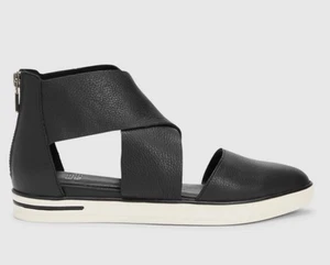 Eileen Fisher Carver Sport Sneaker Sandals 10 Leather Black Zip Close Toe NWOB - Picture 1 of 7