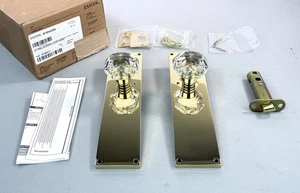 Emtek 9" Height Rectangular Sideplate Brass Modern Privacy Entry Set Unlacquered - Picture 1 of 7