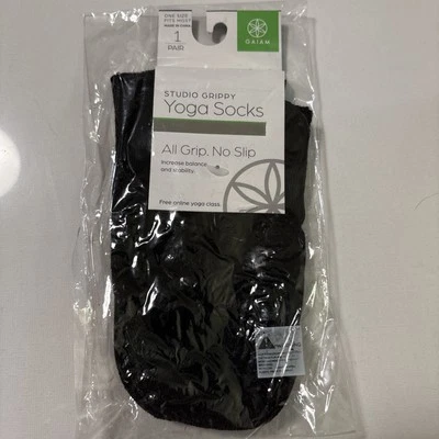 Gaiam Studio Grippy Yoga Socks All Grip No Slip Black One Size Fits Most NWT New - Image 1 of 2