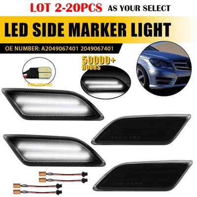 2-20X Front Side Marker White Light LED Lamp For Benz C250 C300 C350 C63 2012-14 - Image 1 of 4