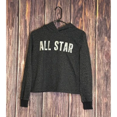 Sudadera con Capucha Converse Niñas Juvenil XL Negra Gris Pullover All Star Logo Top Foto 1 de 4