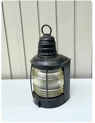 Antique Perkins Marine Lantern - Galvanized Metal & Glass - Image 1 of 4