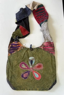 Bolso Hobo Hippie India Boutique Patchwork Grande, Diseño Flor, Bolsillo con Correa, Nuevo Foto 1 de 4