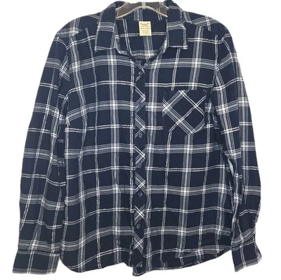 Camisa FADED GLORY manga comprida xadrez azul marinho tamanho médio (8-10) EUA - Imagem 1 de 4