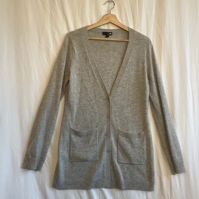 C&C California Soft Cashmere Grey Long Button Up Cardigan Sweater  Sz M - Image 1 of 4