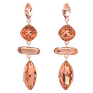 Rose Gold Tone Metal Peach Crystal Post Earring ER2368-PCH - Picture 1 of 2