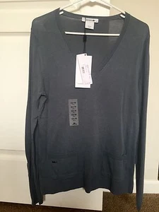 New W/Tags 100% Authentic Lacoste Titane (Slate) V-Neck Sweater W/Buttons Size 6 - Picture 1 of 7