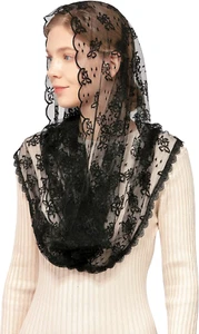 Embroidered Lace Chapel Veil Infinity Mantilla Veils Catholic Church Veil Latin - Picture 1 of 6