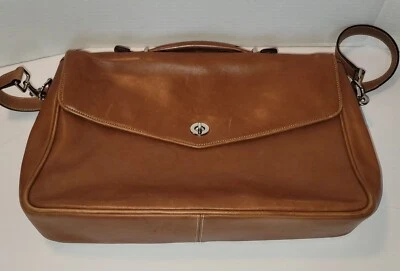 Coach Leather Messenger Bag Crossbody Briefcase Signature Print Inside  - Image 1 of 4