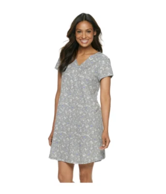 CAMISÓN CROFT & BARROW-Gris Floral-CUELLO HENLEY TALLA X-PEQUEÑO / XS NUEVO CON ETIQUETAS Foto 1 de 2