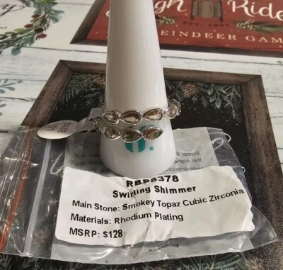 Bomb Party RBP8378 Remolino Brillo Topacio Ahumado Chapado en Rodio Talla 11 Foto 1 de 2