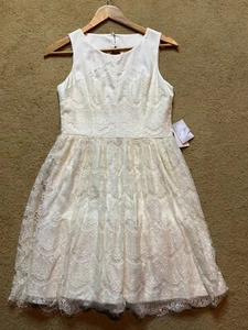 NWT Jessica Simpson Cream Ivory Lace Babydoll Sleeveless Party Formal Dress 4 - Picture 1 of 6