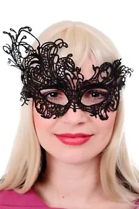 Mask Halfmask Eyemask Venice Vampire Gothic Victorian Black Lace AE005A - Picture 1 of 4