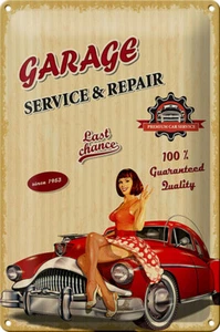 Blechschild Pinup Retro 20x30 cm Garage Service Repair Auto Deko Schild tin sign - Bild 1 von 5