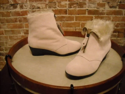 Sporto Invierno Blanco Impermeable Gamuza Capri Cremallera Top Botín NUEVO Foto 1 de 3