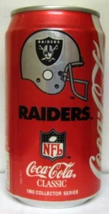 COCA-COLA CLASSIC, RAIDERS 1992 Coke Soda CAN, NFL Football, Grade 1/1+ - Picture 1 of 4