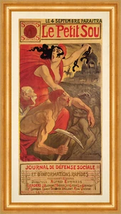 Le Petit Sou Steinlen Journal Guesde Viviani Jugendstil Plakate A3 371 Gerahmt - Bild 1 von 1