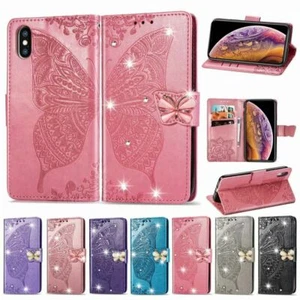 Butterfly Bling Leather Flip Wallet Stand Case Cover For LG Stylo 6/5/K40/Velvet - Picture 1 of 26