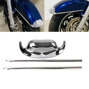 Front Mudguard Tip w/Spear Trim  Chrome For Harley Road King Electra Glide FLSTC - Picture 1 of 11