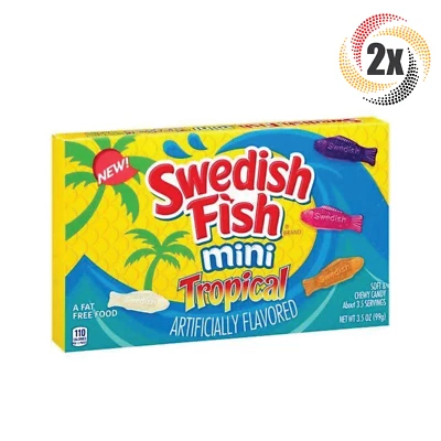 2x Packs Swedish Fish Mini Tropical Flavor Candy Theater Boxes 3.5oz Fat Free - Image 1 of 3