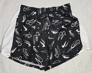 Nike DriFit Running Shorts Black White Big Girls XL 25x4.5 - Picture 1 of 5