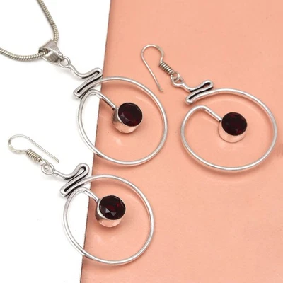 Set Amethyst Pendant Earrings Girls  Earring Necklace Sterling - Image 1 of 4