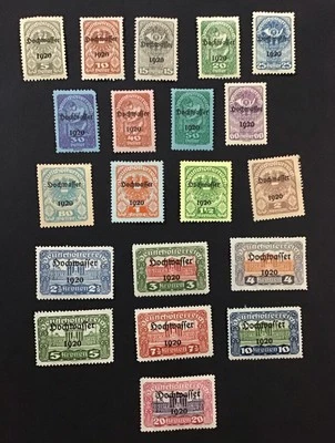 AUSTRIA 1921 XF MLH  Sc #B30-49 CPL  Set       (W26) - Image 1 of 2