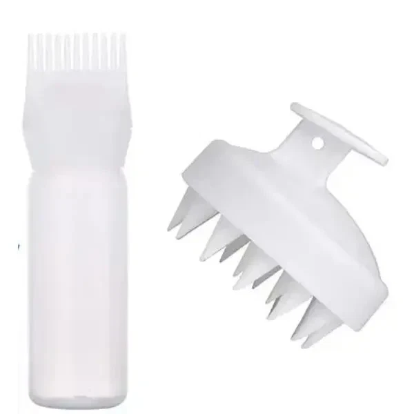 Cepillo champú masajeador cuero cabelludo recargable botella aplicador aceite capilar peine raíz Foto 1 de 1
