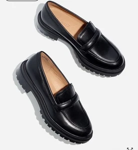 Madewell The Bradley Lugsole Loafer Black Leather Womens Size 6.5 NG674 Dust Bag - Picture 1 of 11