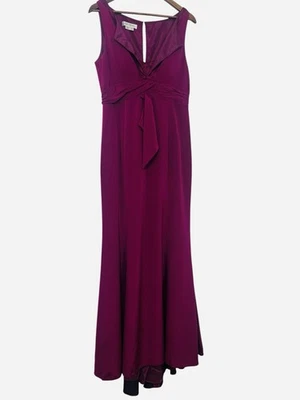 Kay Unger sz12 Magenta SILK Sleeveless Floor Length Formal Evening Gown Dress - Image 1 of 4